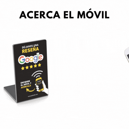 Tarjeta soporte tap para conseguir reseñas de google con tecnología NFC en Barcelona